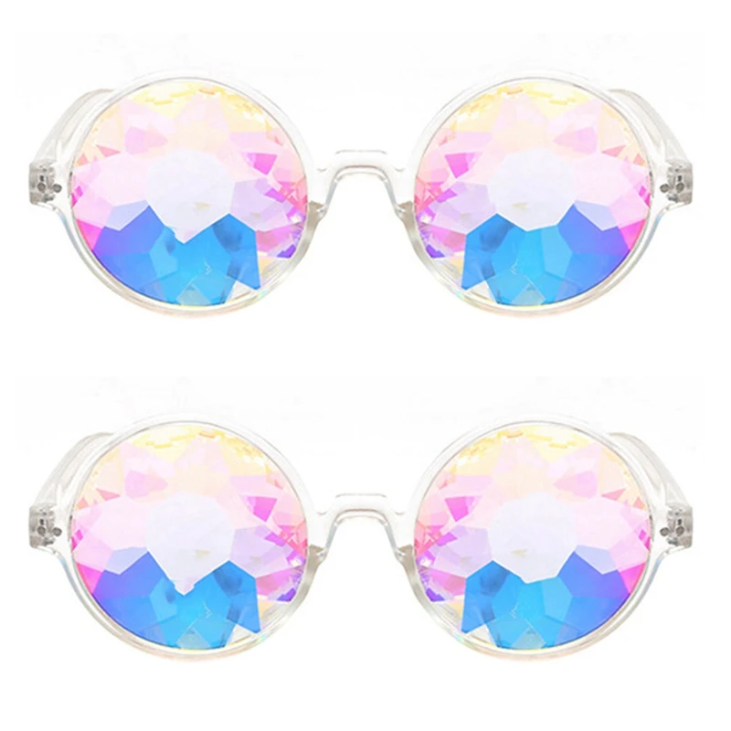 

2X очки-калейдоскопы для фестиваля, женские солнцезащитные очки, линзы с диффузором, прозрачные