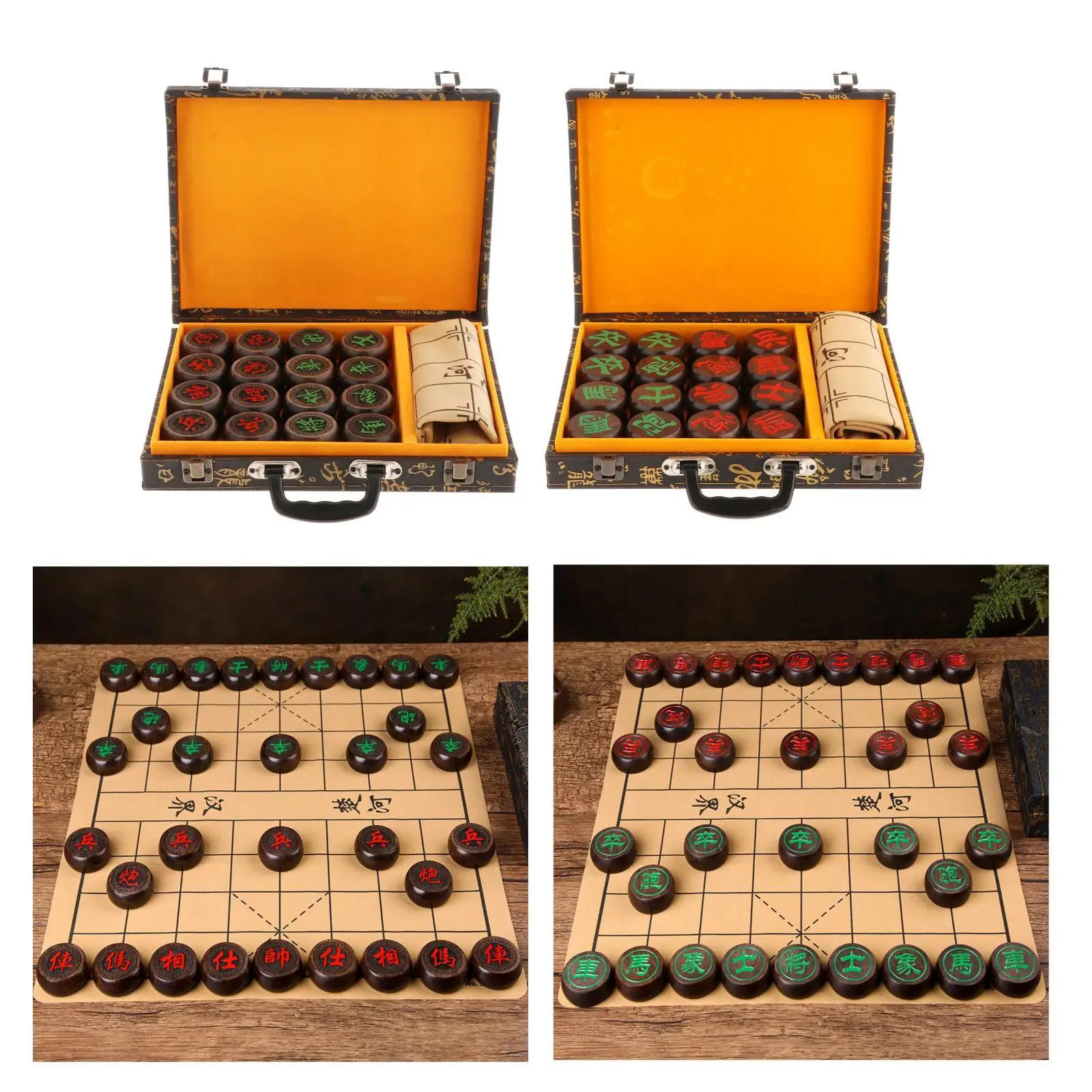 Китайские шахматы из черного дерева семейная настольная игра Xiangqi