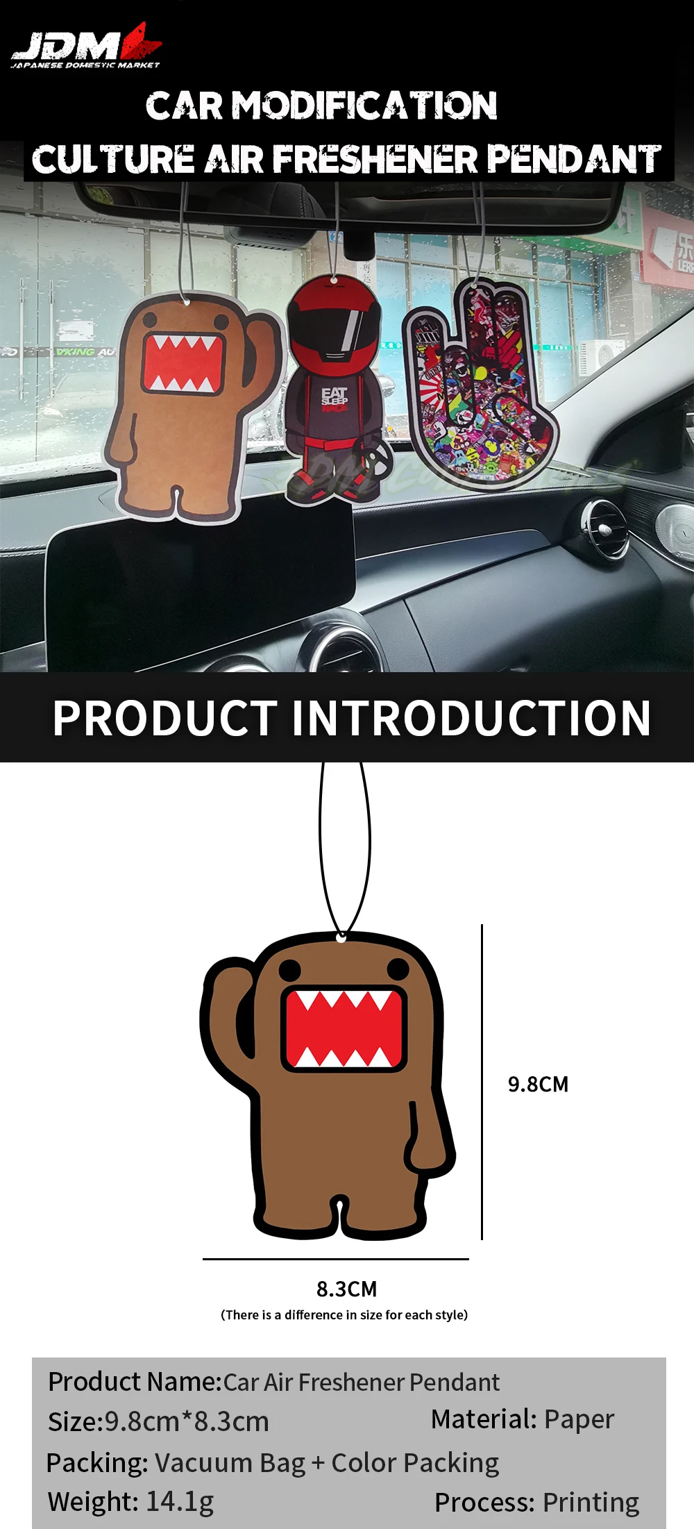 

New JDM Culture Series Car Air Freshener Hanging Car Rear View Solid Paper Japan Robot Paper Diffuser Interior Accessories