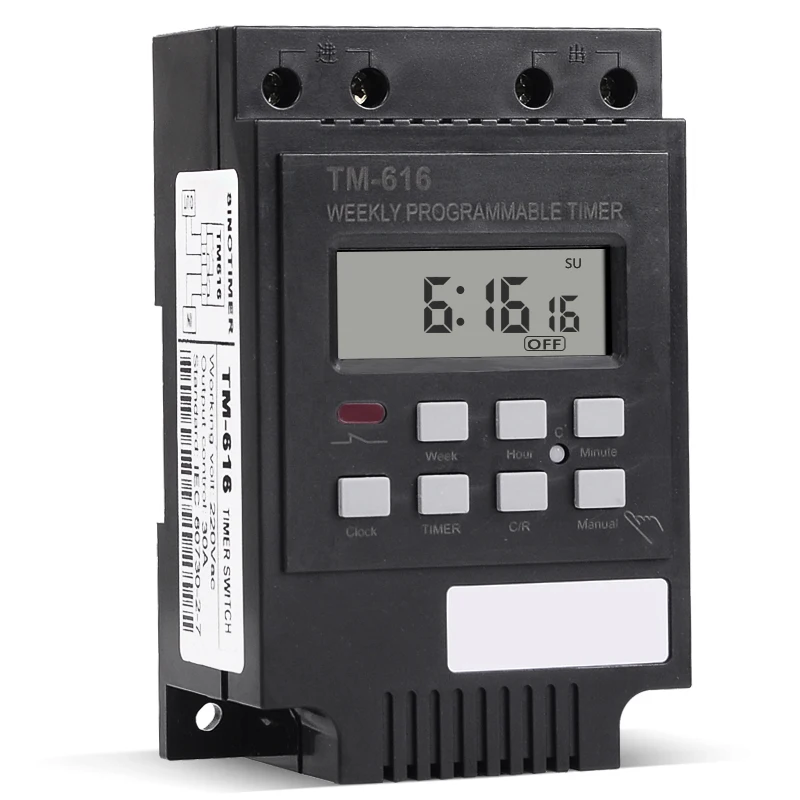 

Digital Timer Control Time 7 Days Switch 30a 30amp Tm616 Timer Switch Weekly Programmable Timer Free Shipping Din Rail Mount