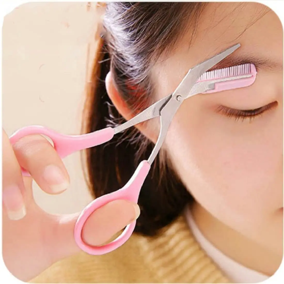 

Eyebrow Scissors Trimmer Scissors Comb Eyebrow Shaping Cut Comb Scissors Non Slip Finger Grips Hair Removal Beauty Accessories