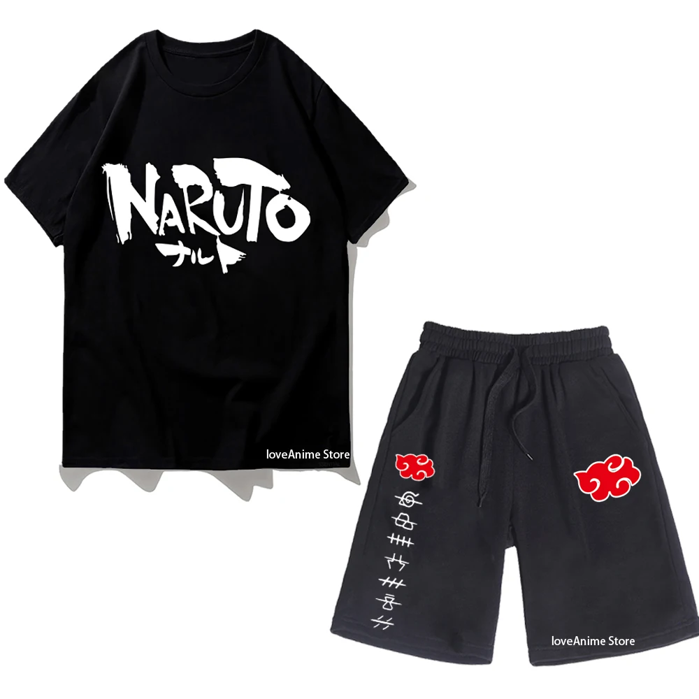 

Men's T-shirt + Shorts Set Anime Tracksuit Oversized T-shirt Sets Set Men Women Summer Sets Casual Shorts Sweatpants Tracksuit