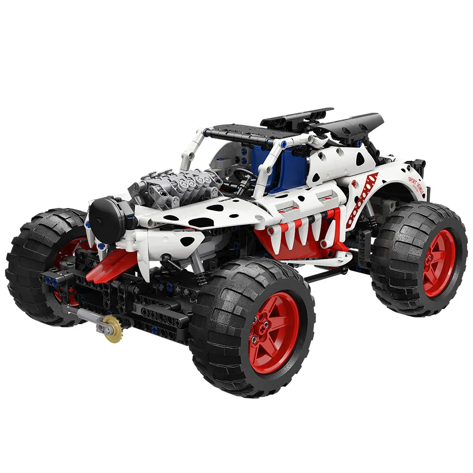 

Monster Truck Technical Building Blocks Giant Toothed Shark Off-road Vehicle Bricks Children Remote Control Car Toys Auto Gift