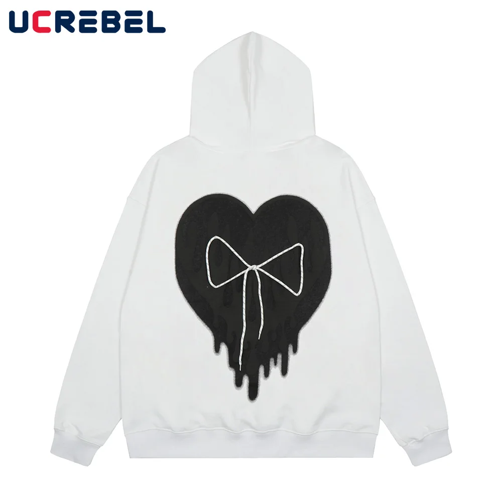 

Свитшот мужской с принтом сердечек, повседневная Уличная одежда, худи с надписью, двусторонний свободный спортивный пуловер в стиле Харадз...