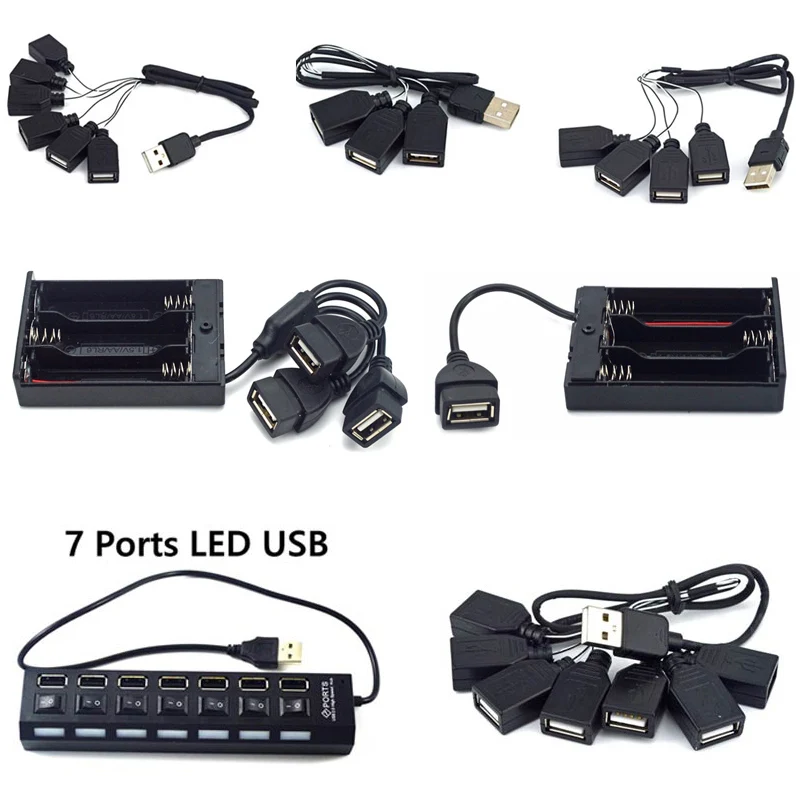 

Technical Light Accessories Black One to Seven USB Port For LED Light Kit 10220 10260 42083