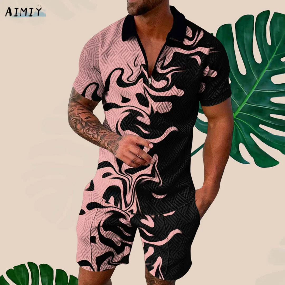 Men's Tracksuit Casual Summer Short Sleeve Polo Shirt and shorts Suit two-Piece Set Male Clothing Streetwear Clothes for Men New