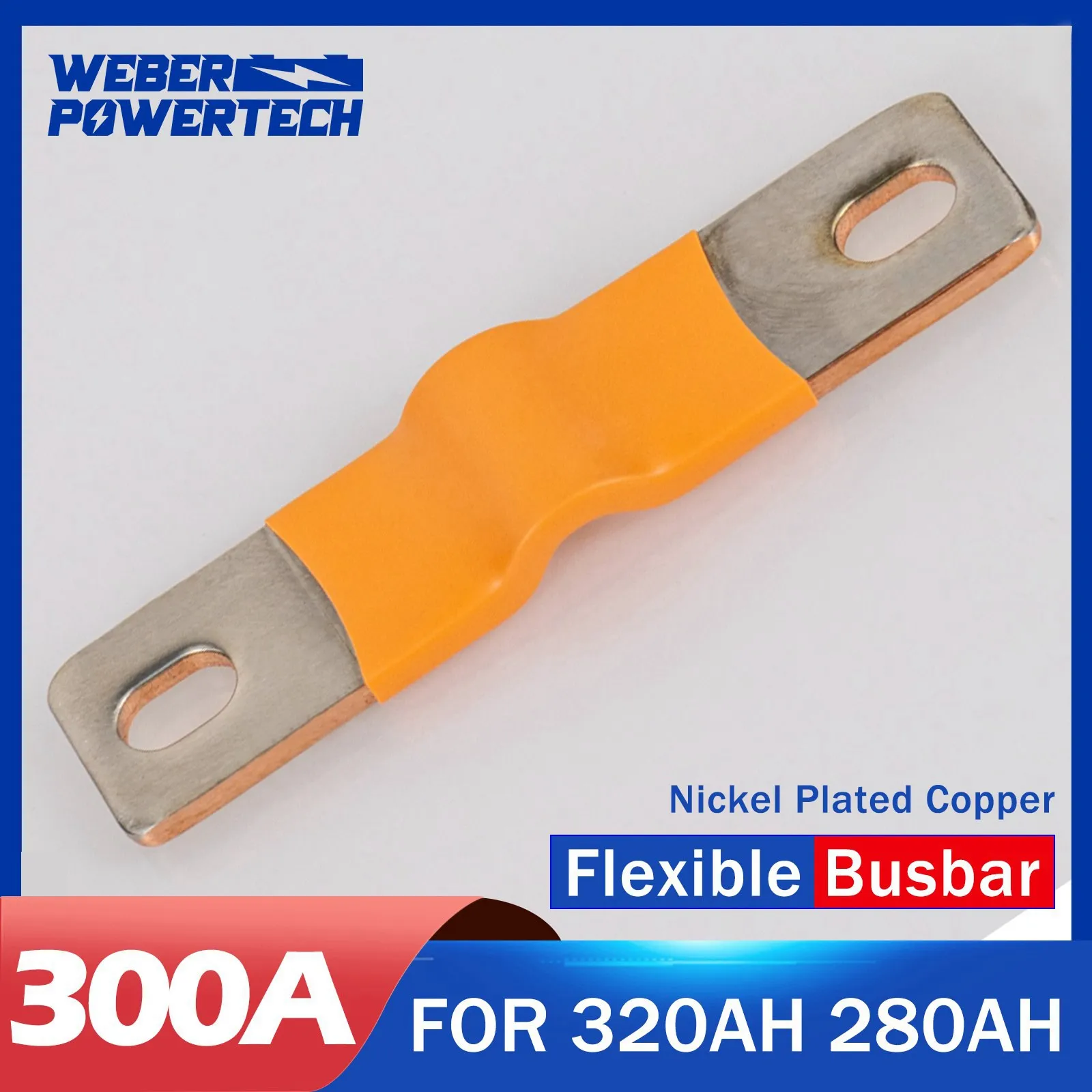 

300A Flexible Busbars Insulated Nickel Plated Copper M6 Terminal For 320Ah 280Ah Lithium Battery LiFePO4 Cells Can be Customized