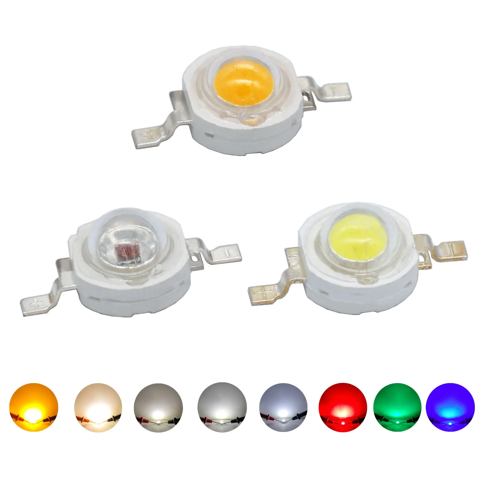 

100pcs 3W High Power LED Light-Emitting Diode LED Copper Chip Warm White Red Green Blue Yellow For SpotLight Downlight Lamp Bulb