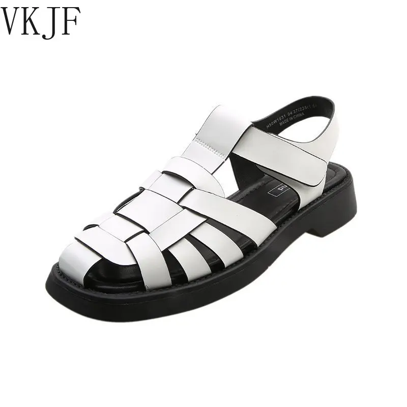 

Женские повседневные сандалии на платформе, элегантные пляжные сандалии на низком каблуке, удобные сандалии-гладиаторы с переплетением, Но...