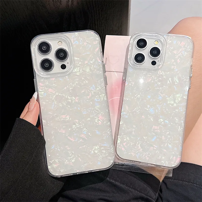 Роскошный блестящий мечтательный чехол для телефона с ракушкой iPhone 16 15 14 плюс 13 12