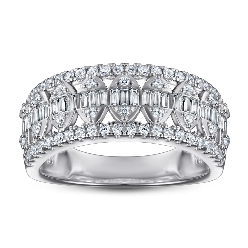

New fashion trend princess square row ladies personality S925 silver micro-set 5A zircon square ring