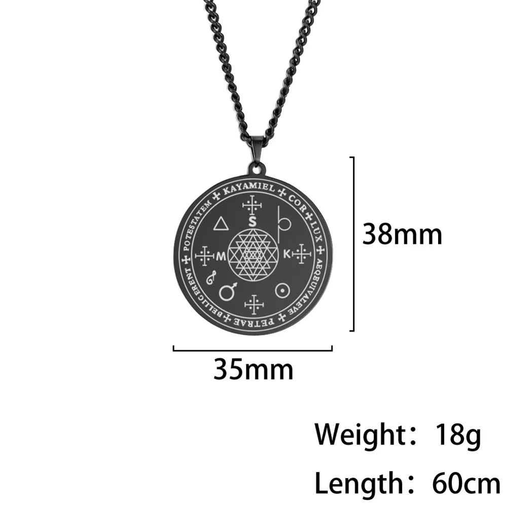 EUEAVAN Seal of Angel Archangel Kayamiel Necklace Stainless Steel Chain Solomon Kabbalah Overcome Negative Being Amulet Jewelry images - 6