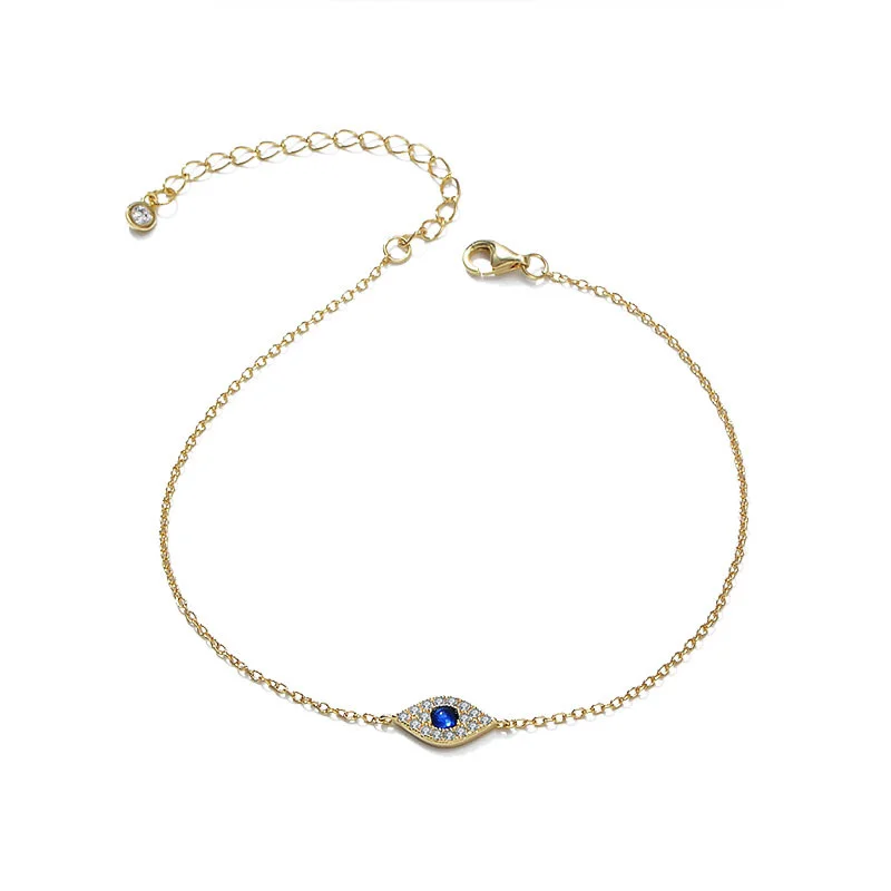 

S925 Sterling Silver Devil's Eye Micro Zircon Foot Chain Women's Ins Advanced Design Diamond Jewelry Ankle Bracelets For Women