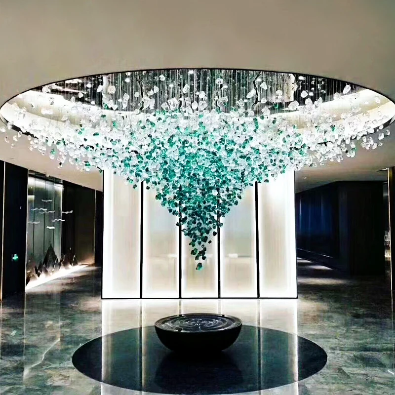 

Art Led Chandelier Pendant Lamp Light Modern Stone Crystal Living Lobby Large Luxury Cristal Fixtures Indoor Home Decor Hang