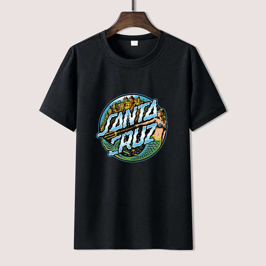 

2023 Santa Tidal Dot Cruz Mermaid In The Castle Summer Print T Shirt Clothes Popular Shirt Cotton Tees Amazing Short Sleeve