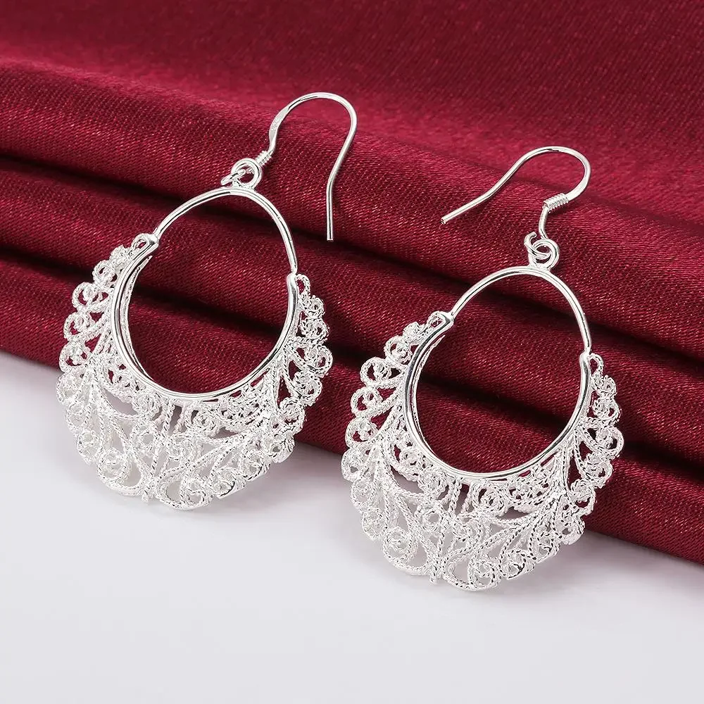 

Popular brands designer 925 Sterling Silver Vintage long earrings for women fashion party wedding accessories Jewelry fine gifts