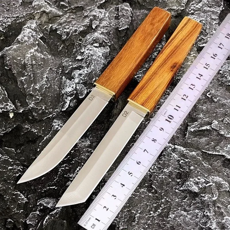 Sun Moon Double Blade House together M390 Wooden Handle small Straight knife Outdoor Knife Hunting emergency rescue fruit