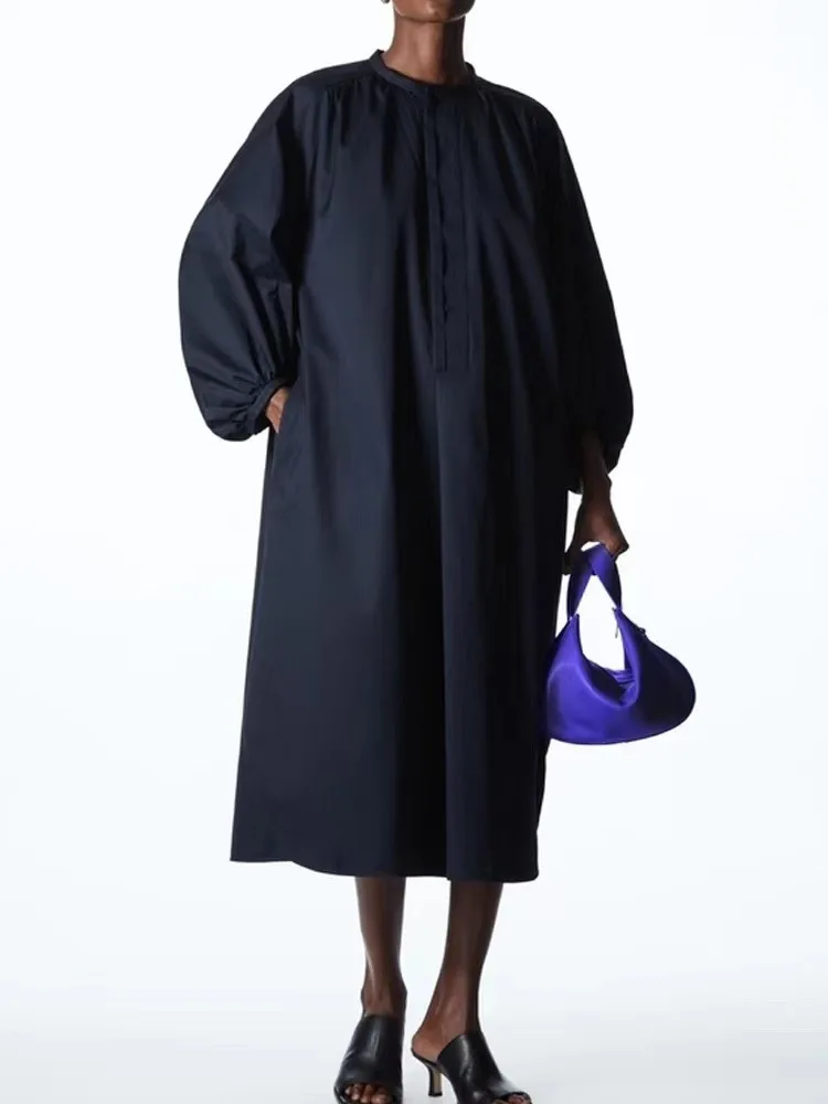 

Женское Повседневное платье-рубашка с воротником-стойкой и пышными рукавами, весна-лето 2023
