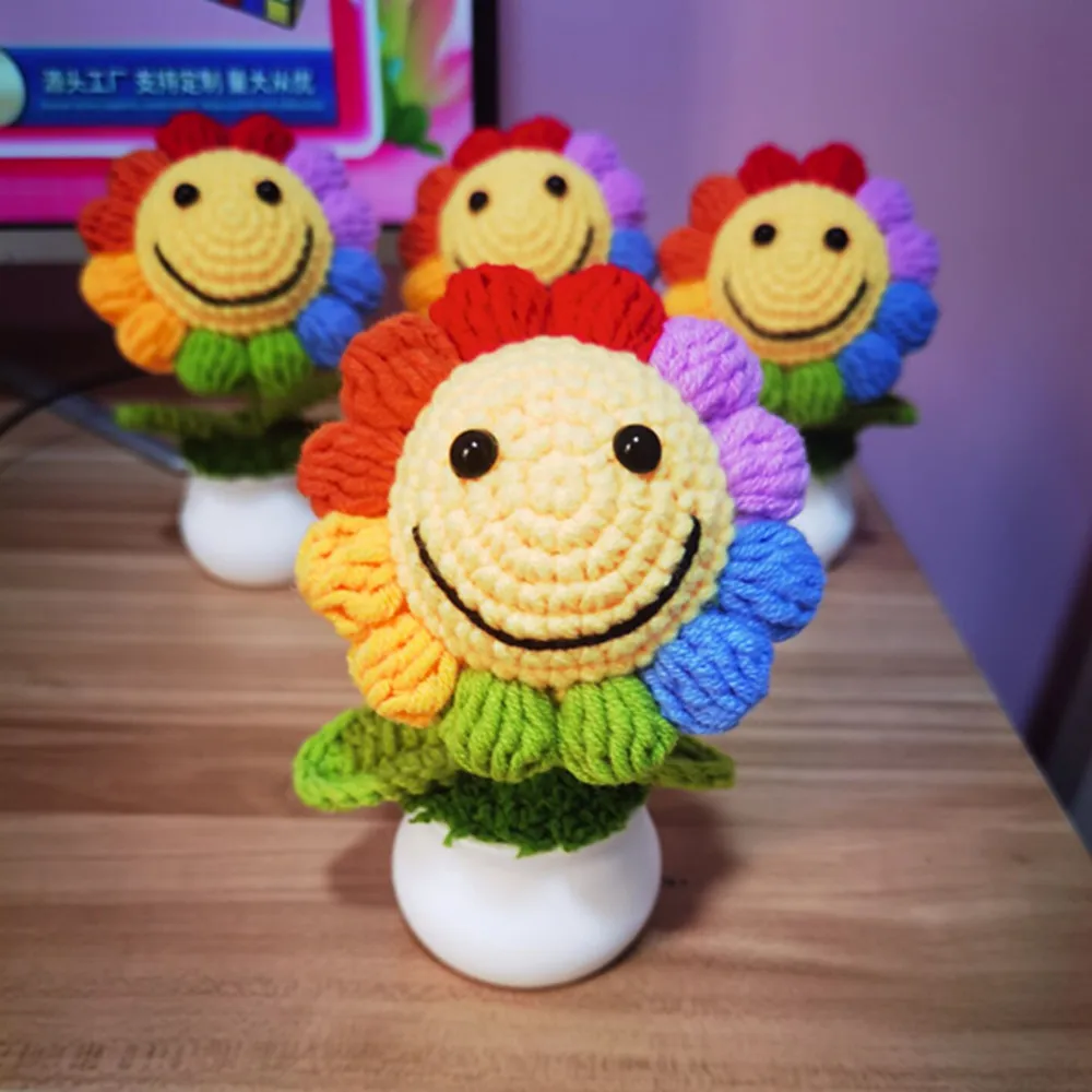 Кавайные цветочные горшки в виде подсолнухов подарки для гостей на свадьбу