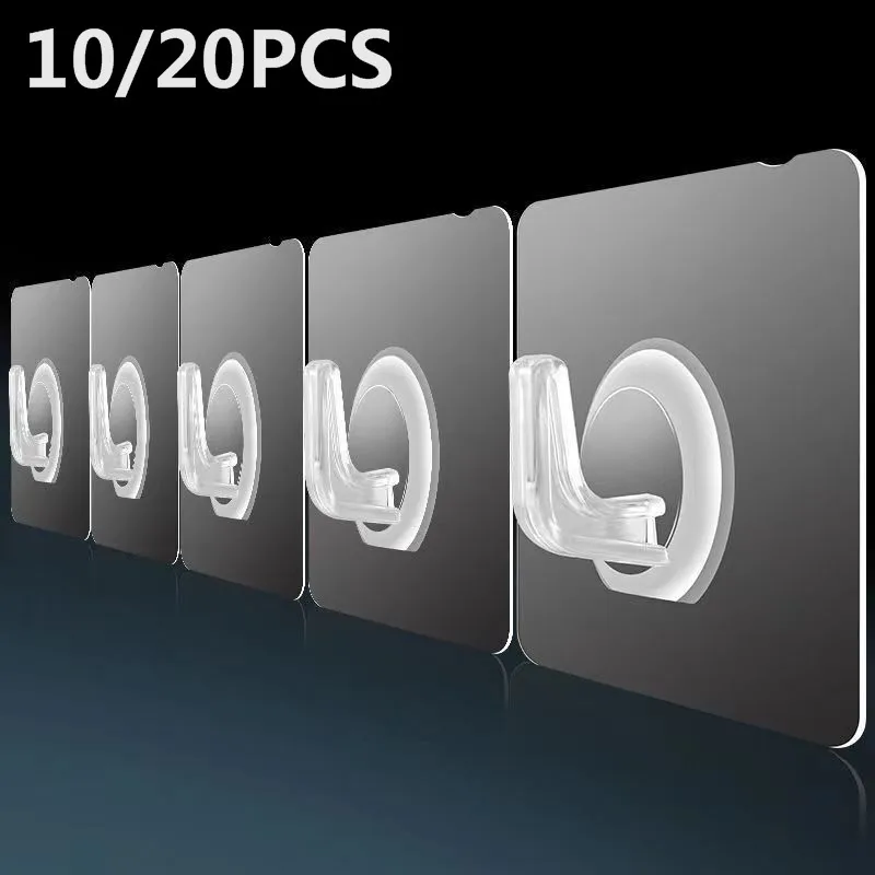 

10/20 шт., прозрачные самоклеящиеся крючки-вешалки