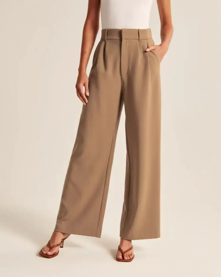 Commuting Draping Slimming Back Pocket High Waist Wide Leg Pants Hundred Match Belt Wide Leg Casual Suit Pants Women Fashion