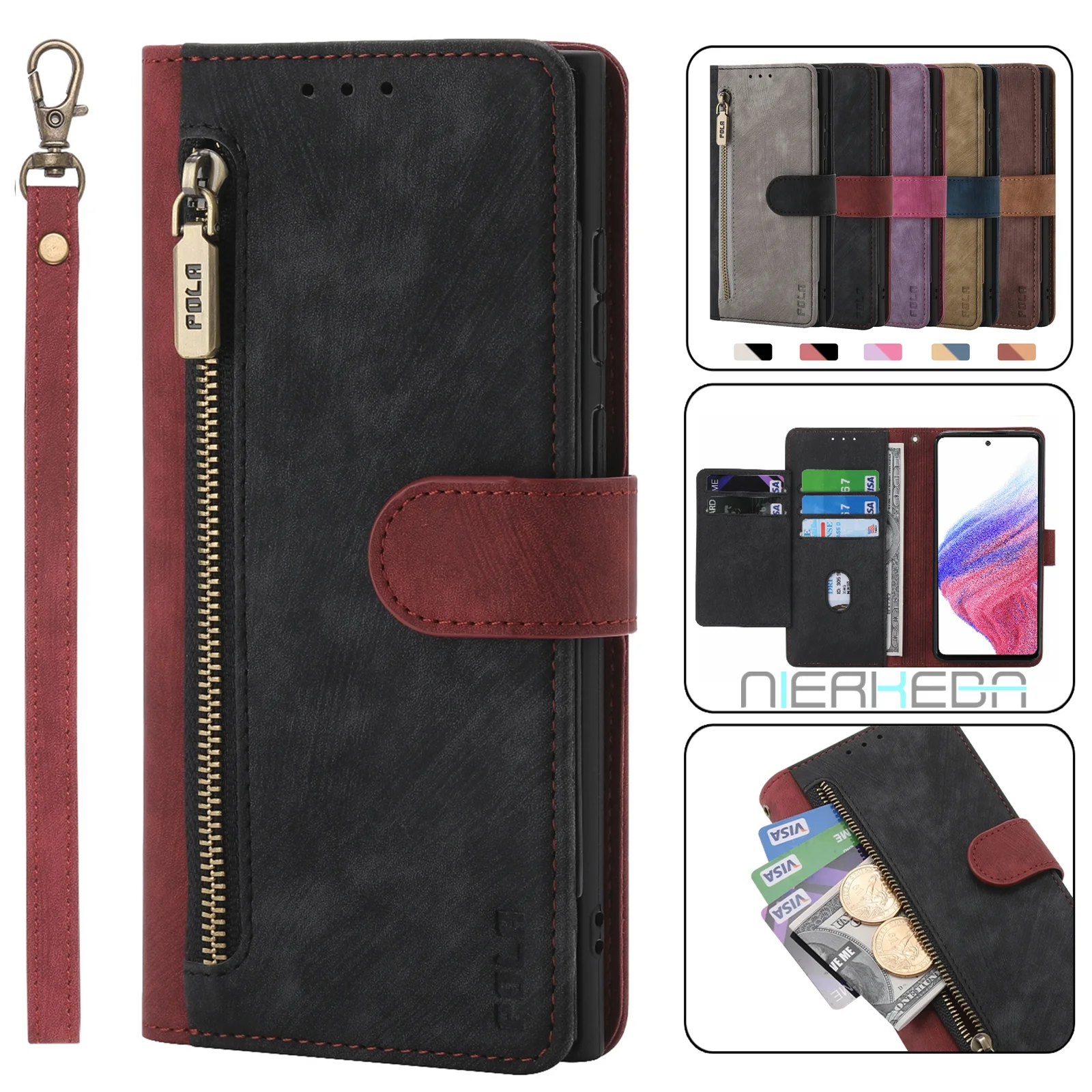 

Anti-Theft Brush Leather Case For Samsung Galaxy A13 A23 A33 A53 A73 A52 A72 A32 A22 A42 A12 A04S A03 Business Flip Wallet Cover