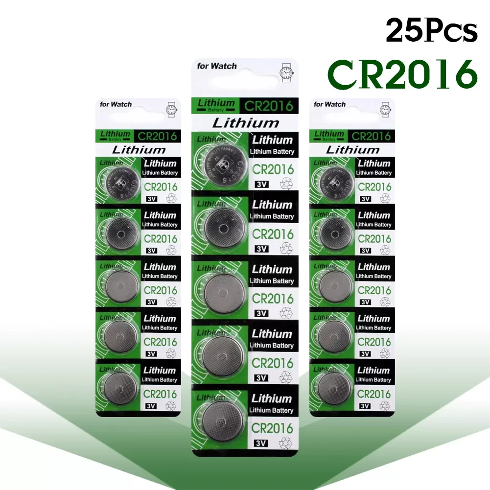 

NEW NEW 25pcs CR2016 Button Batteries CR2016 BR2016 DL2016 Cell Coin Lithium Battery 3V CR 2016 For Watch Electronic Toys