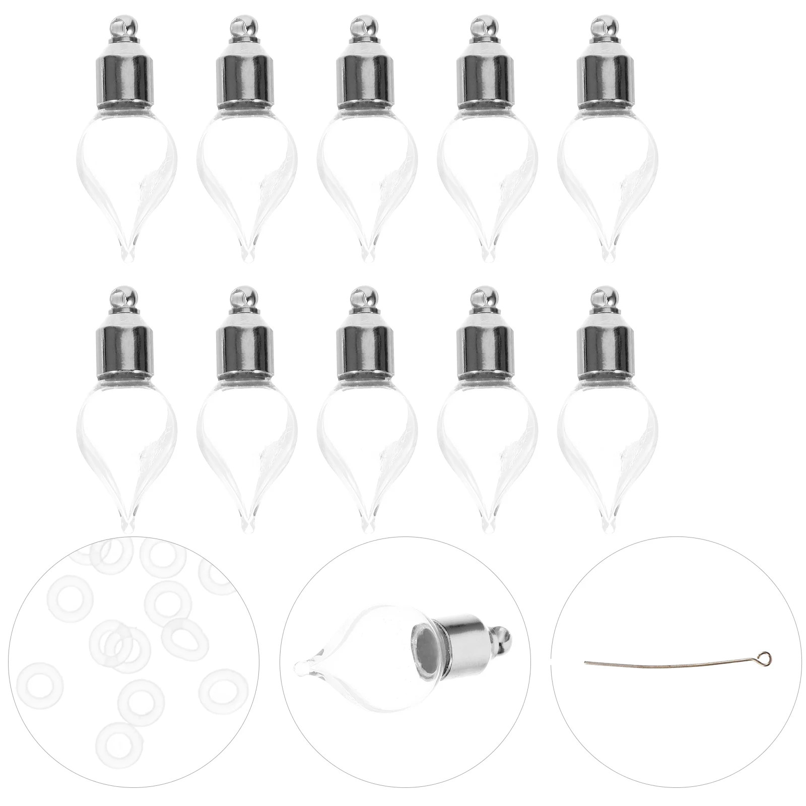 

10 Pcs Mini Glass Bottle Empty Essential Oil Bottles Refillable Perfume Pendant