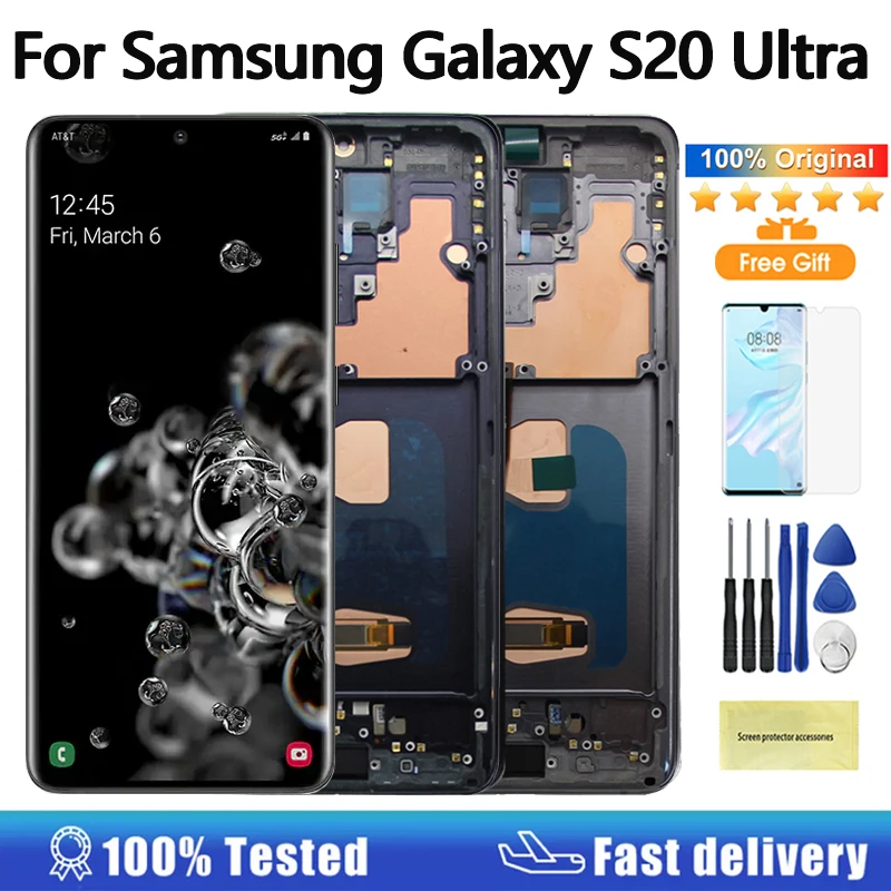 Новый OLED-дисплей для Samsung Galaxy S20 Ultra 4G 5G, ЖК-дисплей с сенсорным экраном в сборе для Samsung S20 Ultra G988B/DS G988U LCD