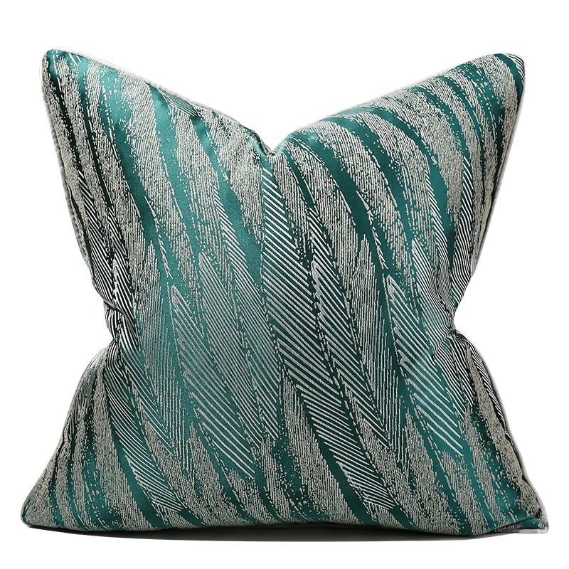 

Polyester Pillow Cover 18*18 Luxury Jacquard Jasper Feather Pattern Sequence Pillow Cover