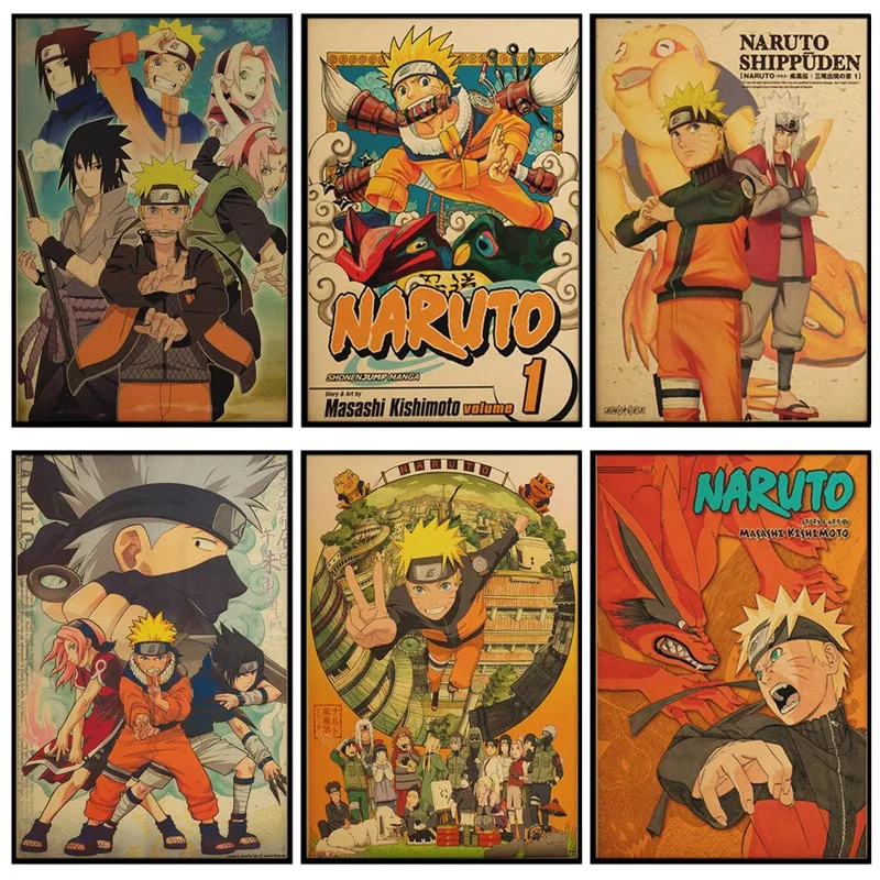 

Accessories Japanese Anime Naruto Wall Art Poster and Prints White Kraft Paper Posters Nordic Pictures for Kid Bedroom Decor