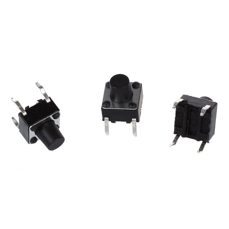 300 шт. 6x6x7 мм Мгновенный тактовый кнопочный переключатель 4-контактный погружной сквозной отверстие