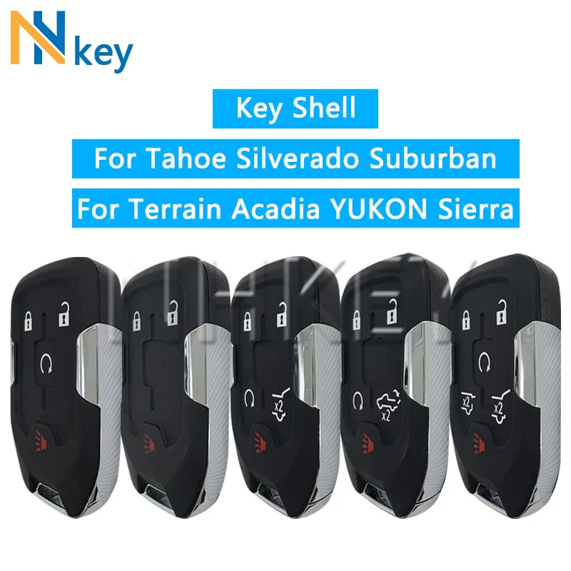 Фото Корпус ключа-брелока NH KEY для Chevrolet Tahoe, Silverado, Suburban, GMC Terrain, Acadia, Yukon, Sierra с 3/4/5/6 кнопками №1