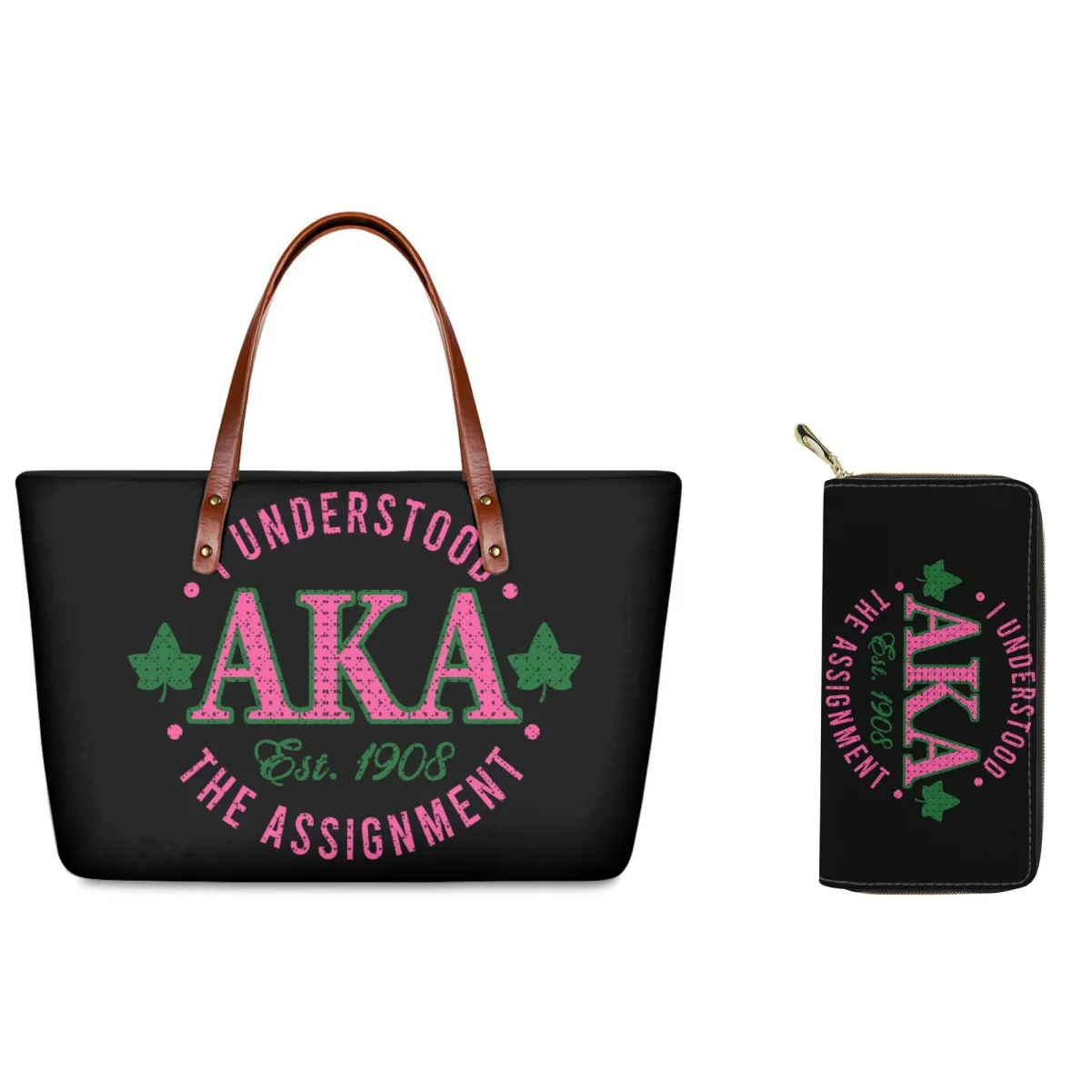 

FORUDESIGNS хозяйственная женская сумка-тоут Alpha Kappa Alpha 2 шт./комплект сумка-тоут кожаный кошелек многослойный удобный шоппинг