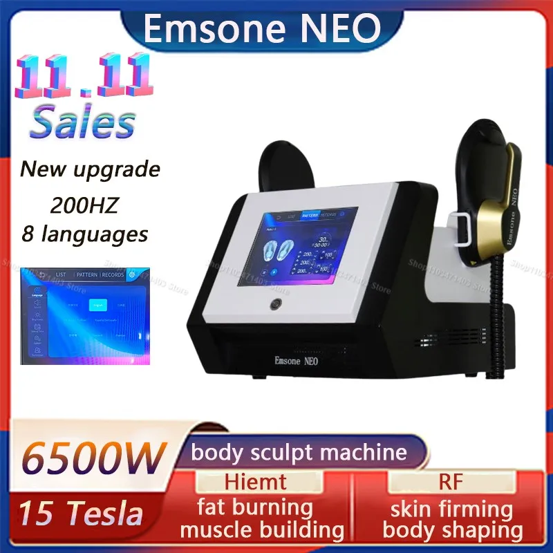 Новое обновление Emsone NEO 15 Tesla 6500 Вт 200 Гц EMS машина для моделирования тела Hiemt RF