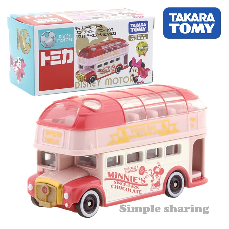 

Tomica Takara Tomy Disney Motors Sunny Decker Minnie Mouse Whiteday Edition 2022 Metal Cast Car Model Vehicle Toys for Children