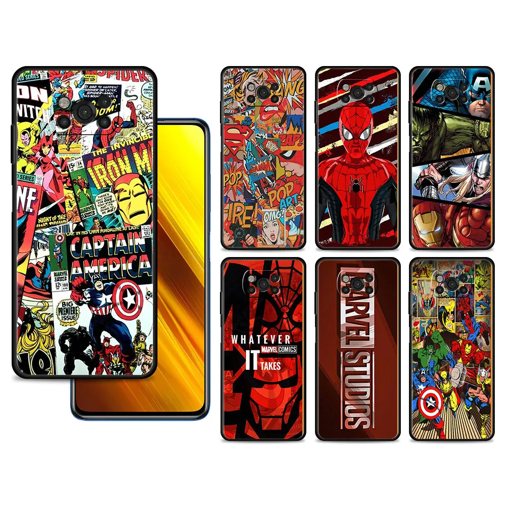 Чехол для телефона с супергероями Marvel Xiaomi POCO X3 NFC M3 M4 Pro GT F1 5G MI 11 10T Lite 11T 9T 12 12X 12Pro Note