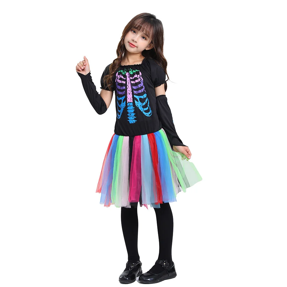 

Girl's Funky Skeleton Bones Costume Set with Extensions for Halloween stage costumes