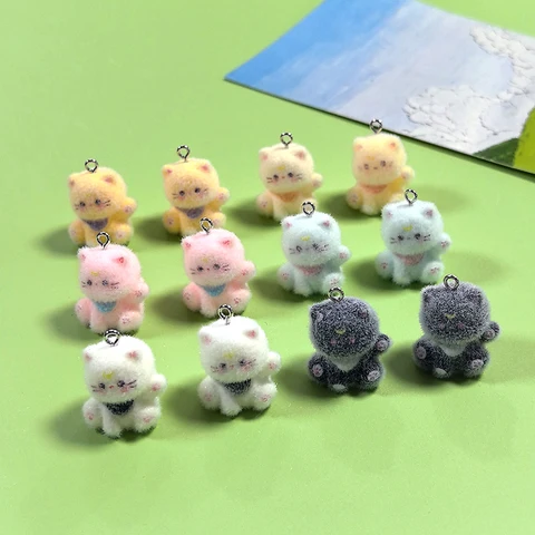 GEOMEE Флокированные подвески из смолы с котенком 6 шт.