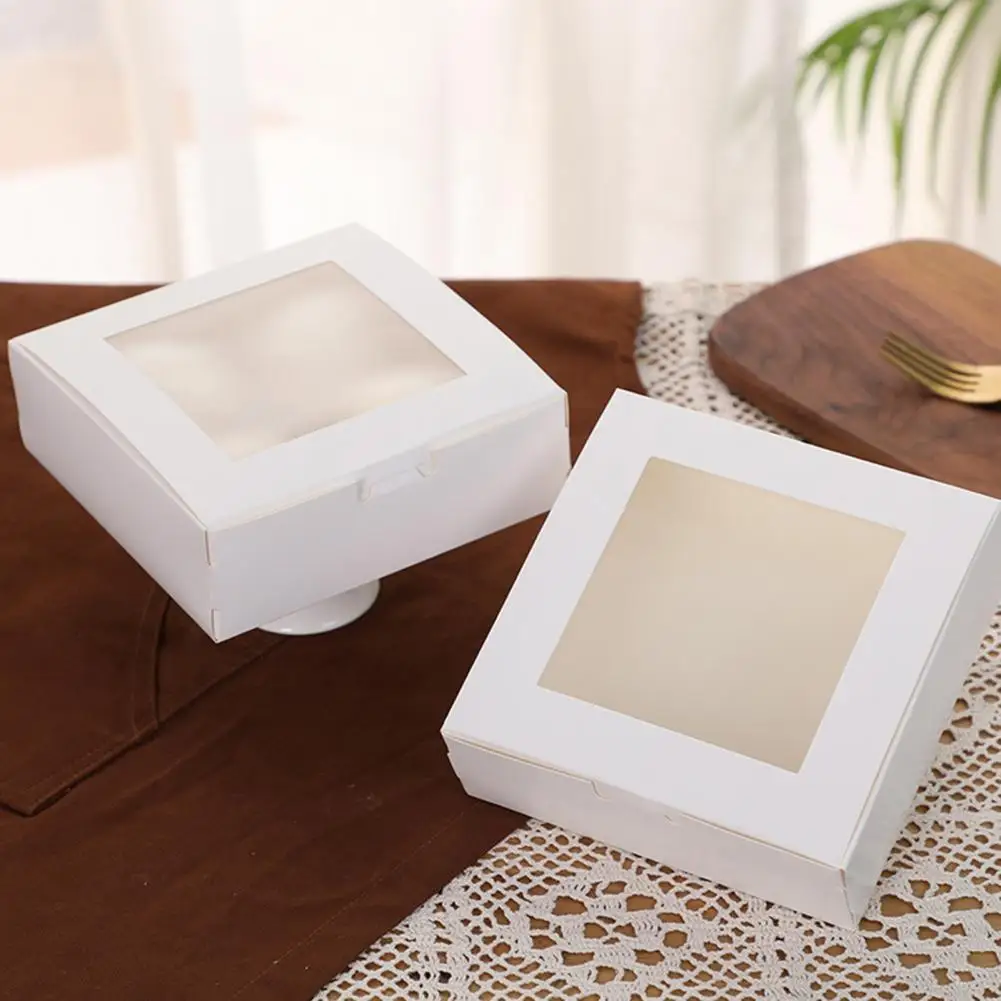 

Utility Transparent Window Design Lightweight DIY Chocolates Candies Treat Boxes Bread Paper Boxes Cupcakes Boxes 3Pcs