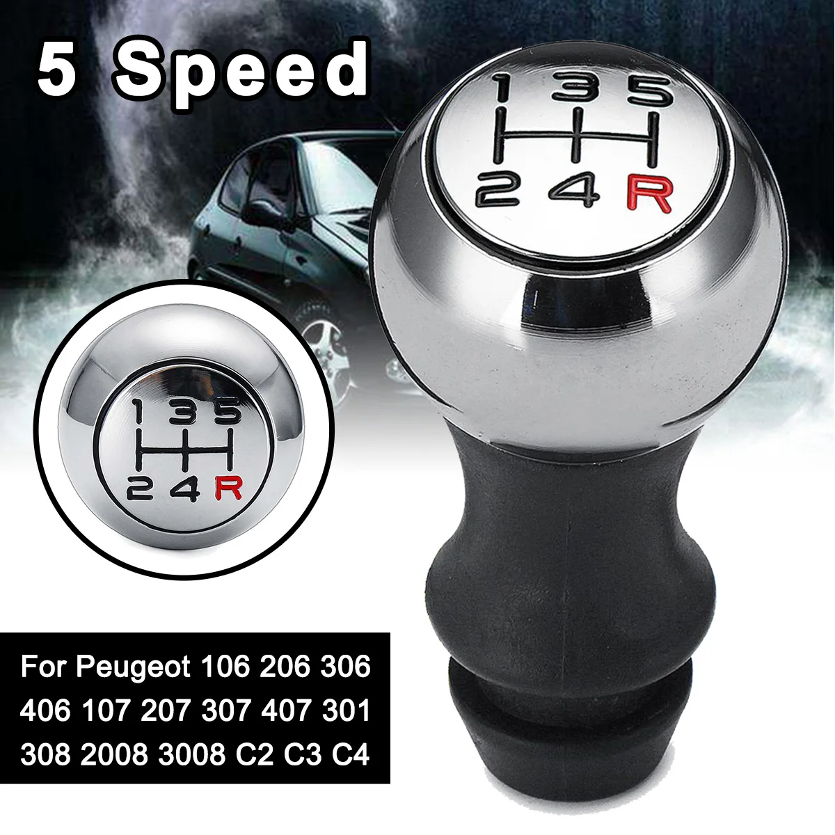 

5 Speed Lever Shifter Gear Car Gear Shift Knob Replacement Stick Aluminum For Peugeot 106 206 306 406 107 207 307 407 C2 C3 C4