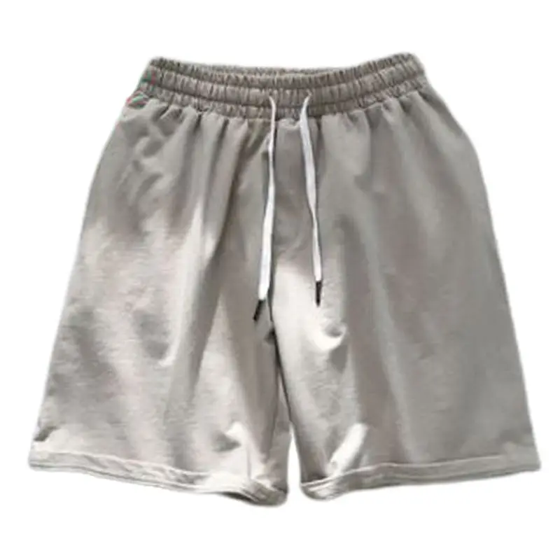 Men Summer Casual Shorts Drawstring Waist Solid Color Workout Beach Pants Pocket D08E