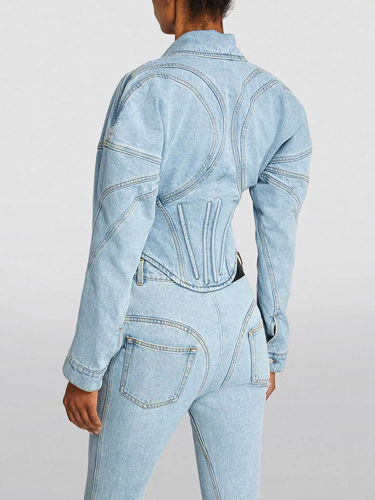 Женский топ y2k весенне-летняя стеганая Лоскутная джинсовая куртка в елочку с