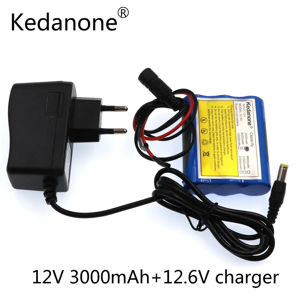 

kedanone NWE 12 V 3000 mAh 18650 Li-ion Rechargeable battery and 12.6V 1A Charger cctv camera
