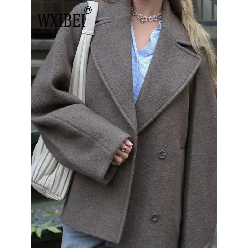 Женское шерстяное пальто WXIBEI