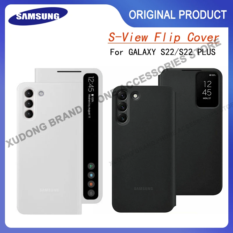 Original Samsung S22 S22+ Smart View Flip Phone Cover For Galaxy S22 Plus 5G S-View Leather Flip Cover Case Intelligent