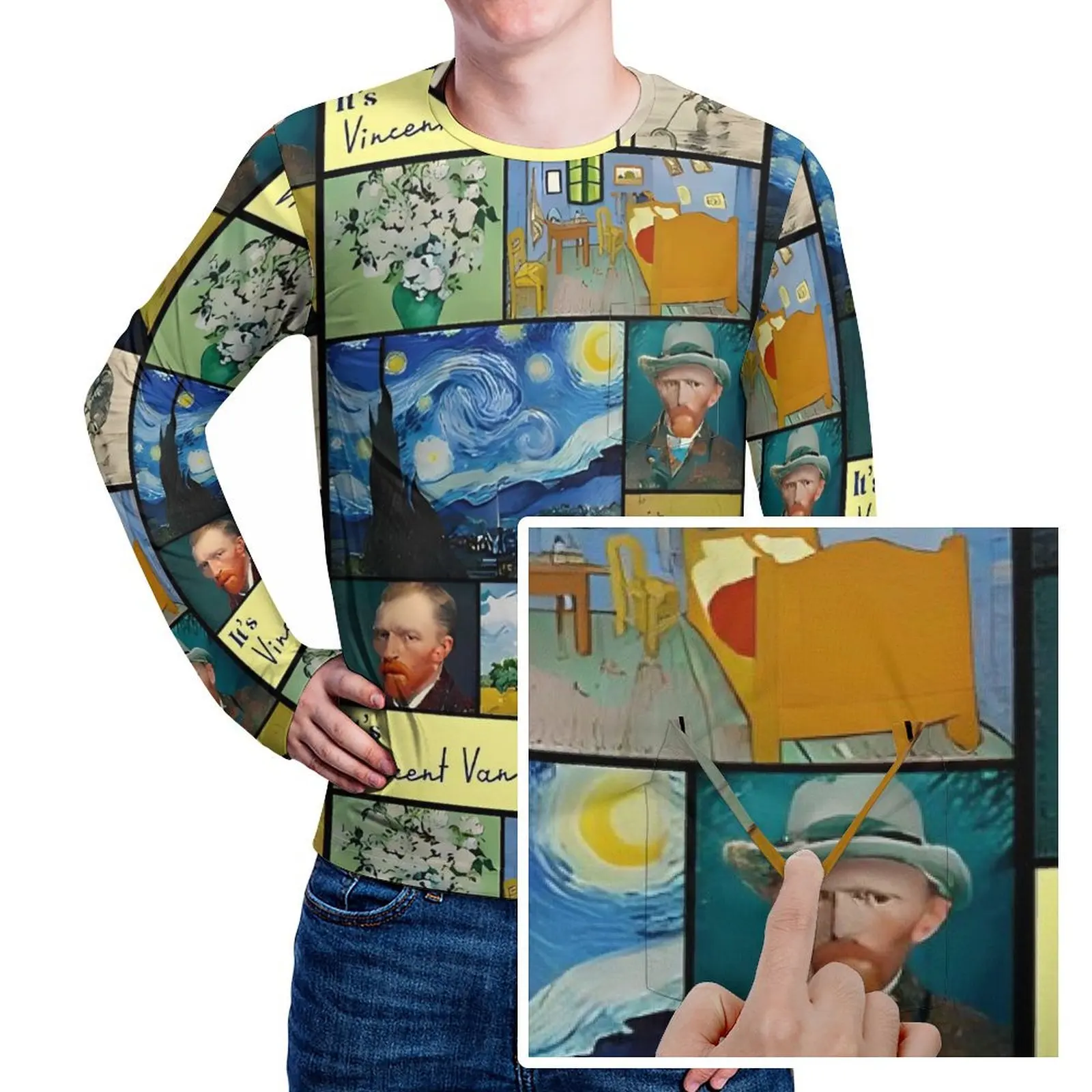 Vincent Van Gogh Collection T-Shirt Spring Fun T-Shirts Men Retro Graphic Tshirt 3XL 4XL 5XL