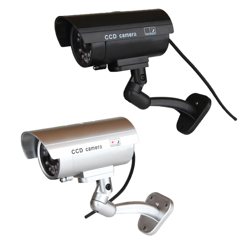 Smart Dummy Surveillance Camera  Indoor/Outdoor Waterproof Fake CCTV Security Camera Bullet with Flashing Red LED Light Monitor
