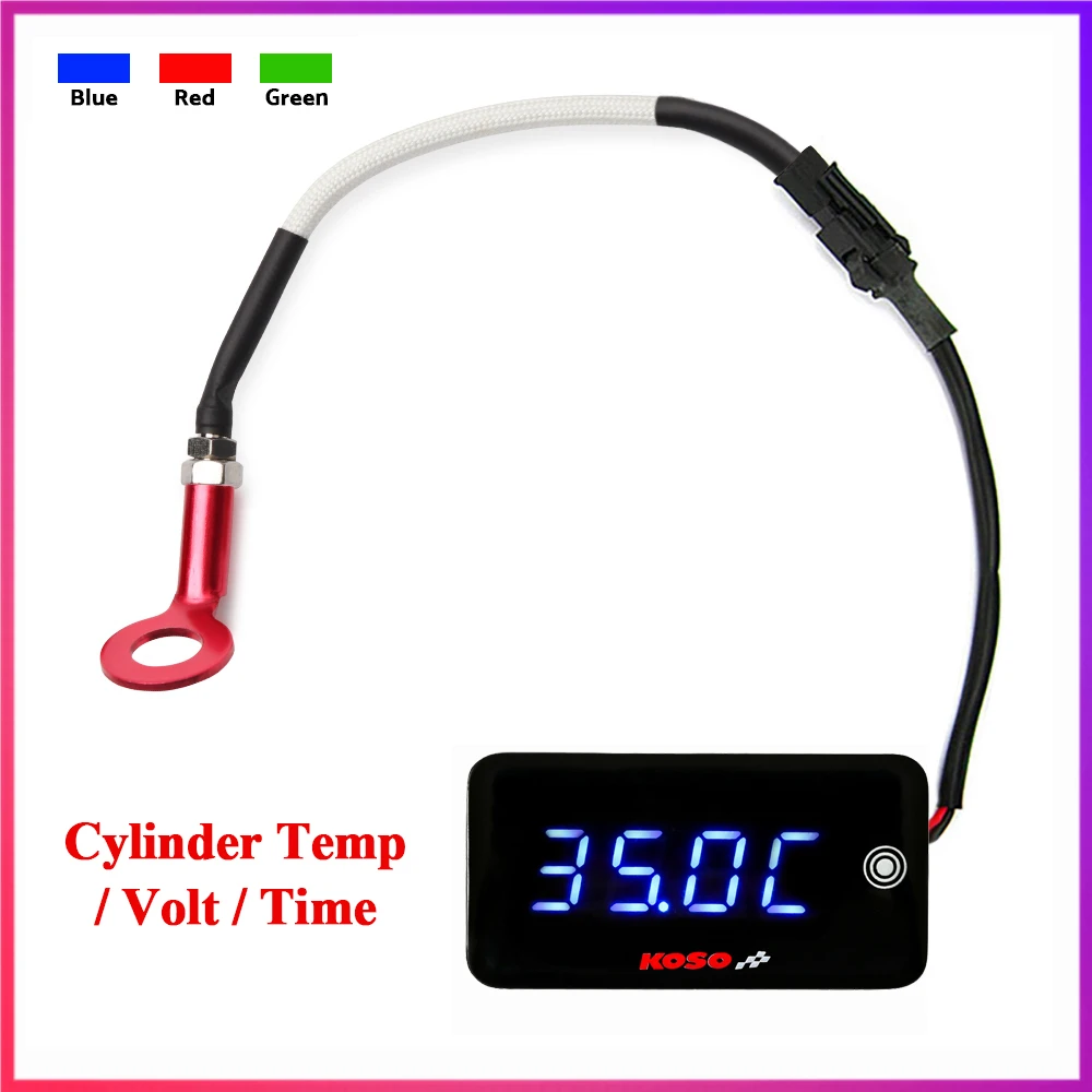 

koso cylinder head temperature voltage time mini 3 in 1 gauge For nmax cb500x Adapter Scooter And Racing Motorcycle thermometer