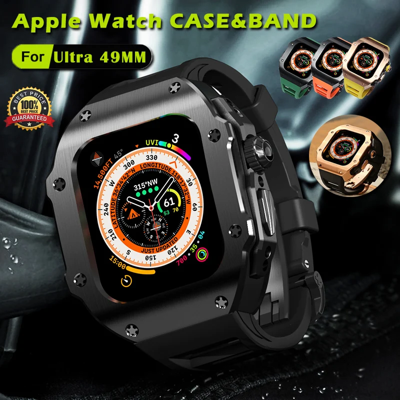 

Luxury Stainless Steel Case Modification Kit for Apple Watch Ultra 49MM Rubber Band IWatch Series 8 49mm Sport Bracelet Mod Kit